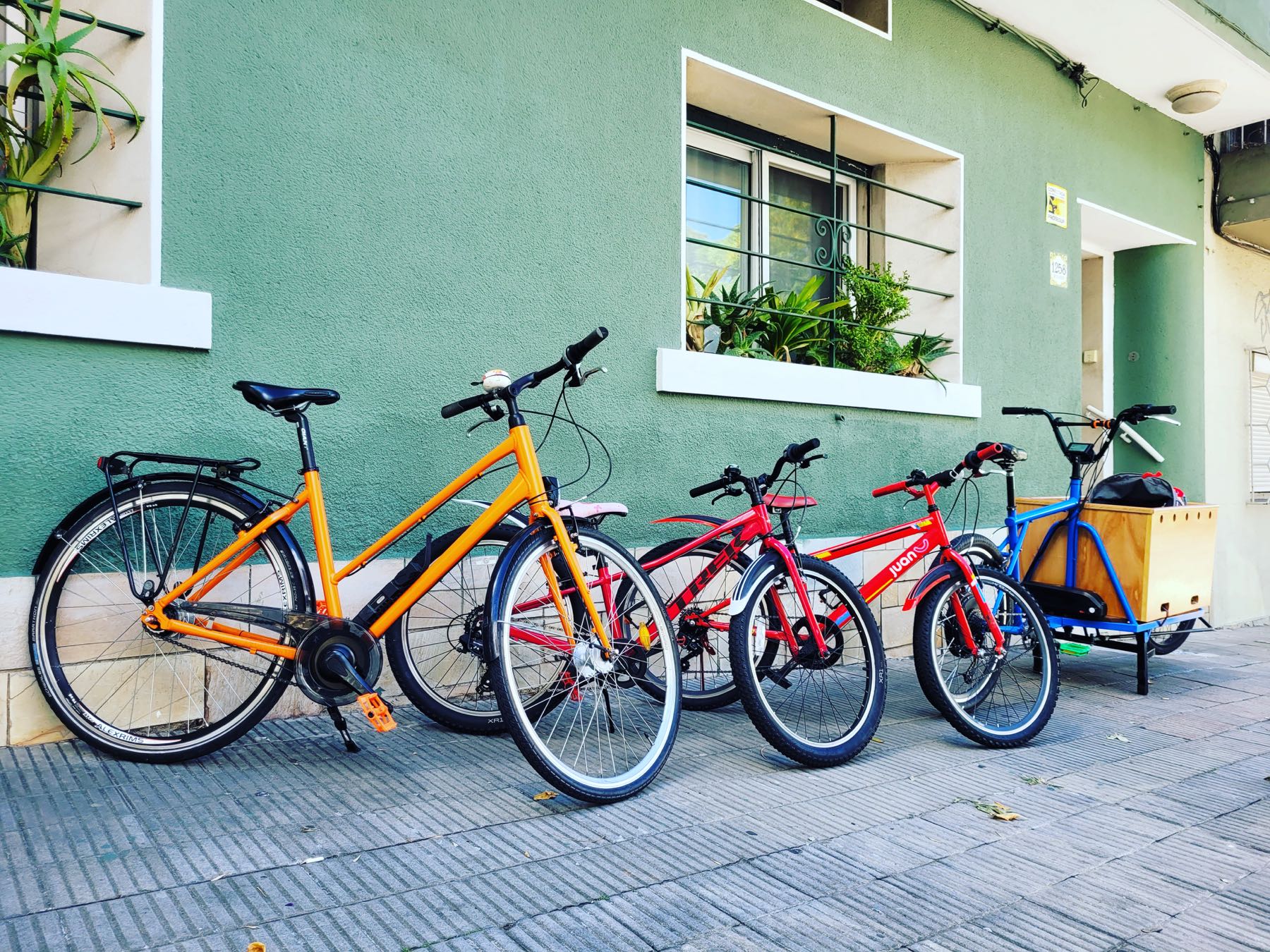 The family's bikes leaned against a wall in Montevideo.