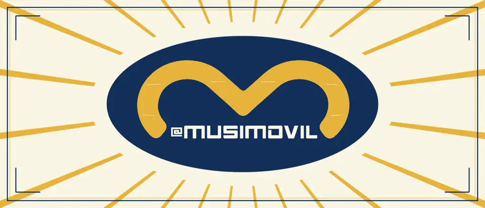 MusiMóvil's mark, recoloured into the Pedaleando Uruguay palette.